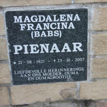 PIENAAR Magdalena Francina 1921-2007