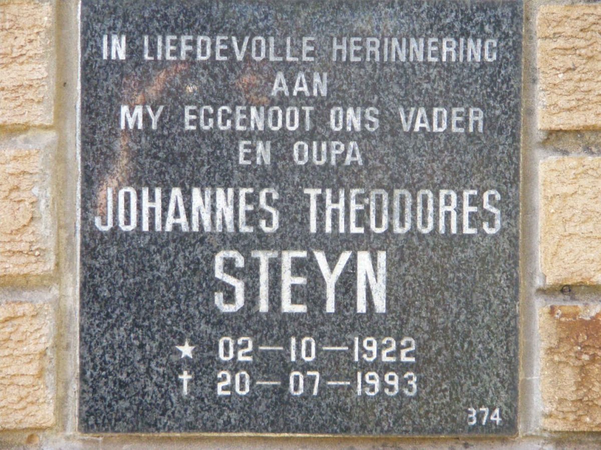 STEYN Johannes Theodores 1922-1993