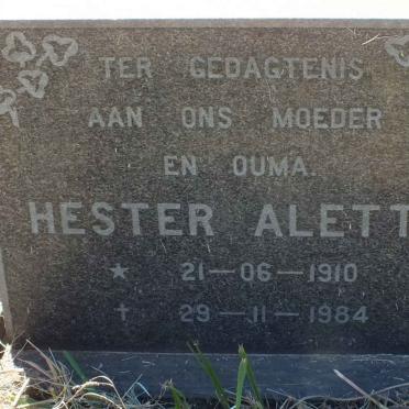 ? Hester Aletta 1910-1984