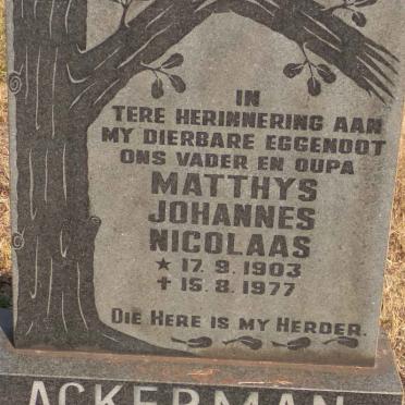 ACKERMAN Matthys Johannes Nicolaas 1903-1977