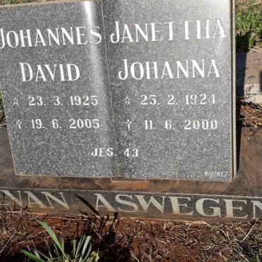 ASWEGEN Johannes David, van 1925-2005 & Janettha Johanna 1924-2000