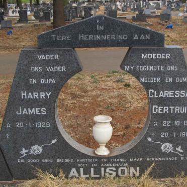 ALLISON Harry James 1929- &amp; Claressa Gertruida 1927-1986