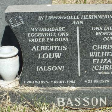 BASSON Albertus Louw 1925-1985 &amp; Christina Wilhelmina Elizabeth VILJOEN 1928-2007