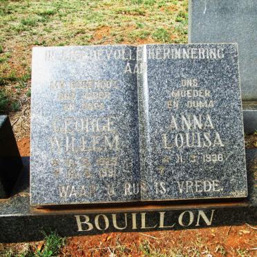 BOUILLON George Willem 1925-1991 &amp; Anna Louisa 1938-