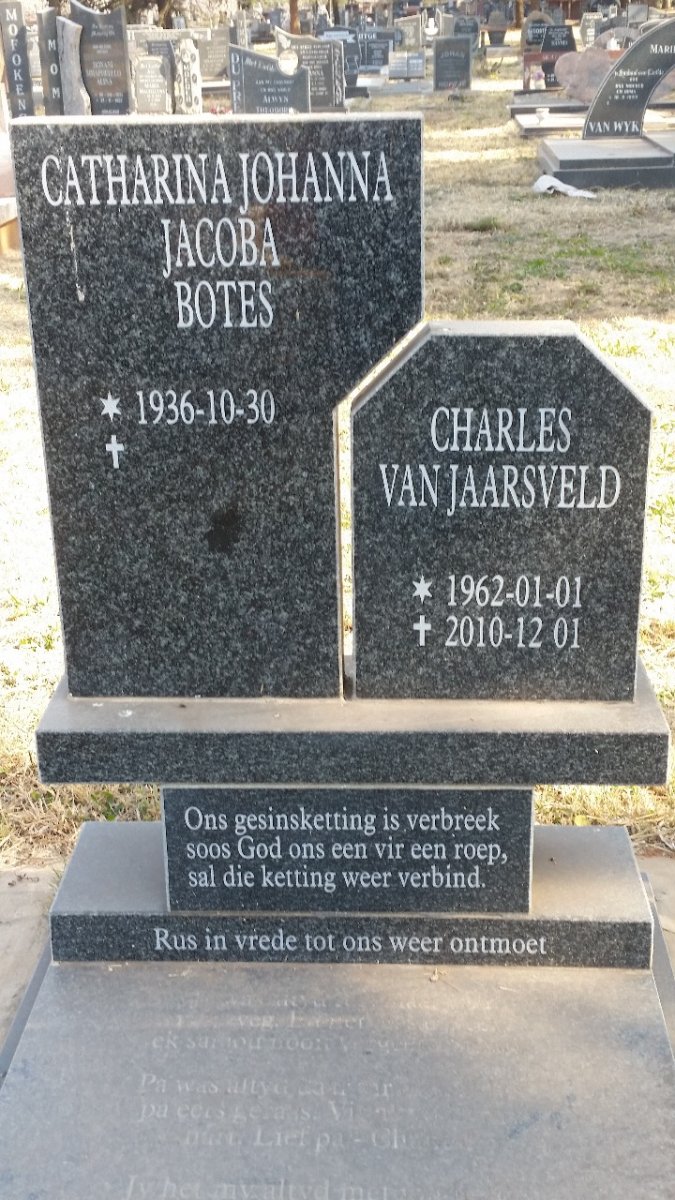 BOTES Catharina Johanna Jacoba 1936- :: VAN JAARSVELD Charles 1962-2010