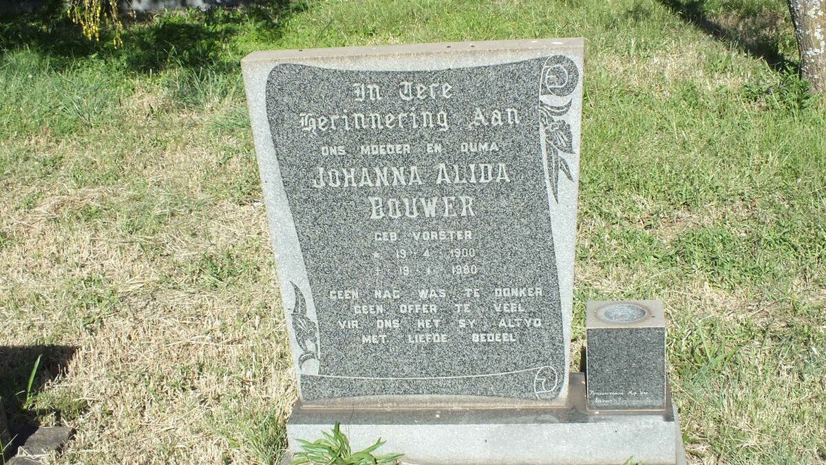 BOUWER Johanna Alida nee VORSTER 1900-1980