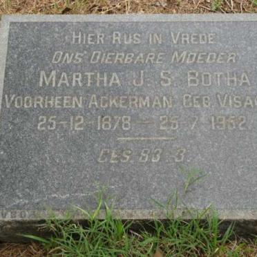 BOTHA Martha J.S. formerly ACKERMAN nee VISAGIE 1878-1952
