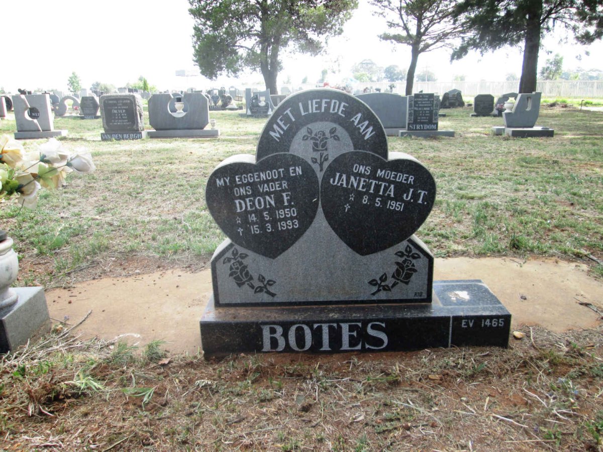 BOTES Deon F. 1950-1993 &amp; Janetta J.T. 1951-