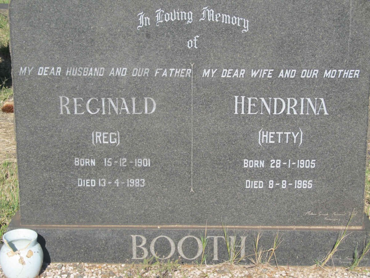 BOOTH Reginald 1901-1983 &amp; Hendrina 1905-1965