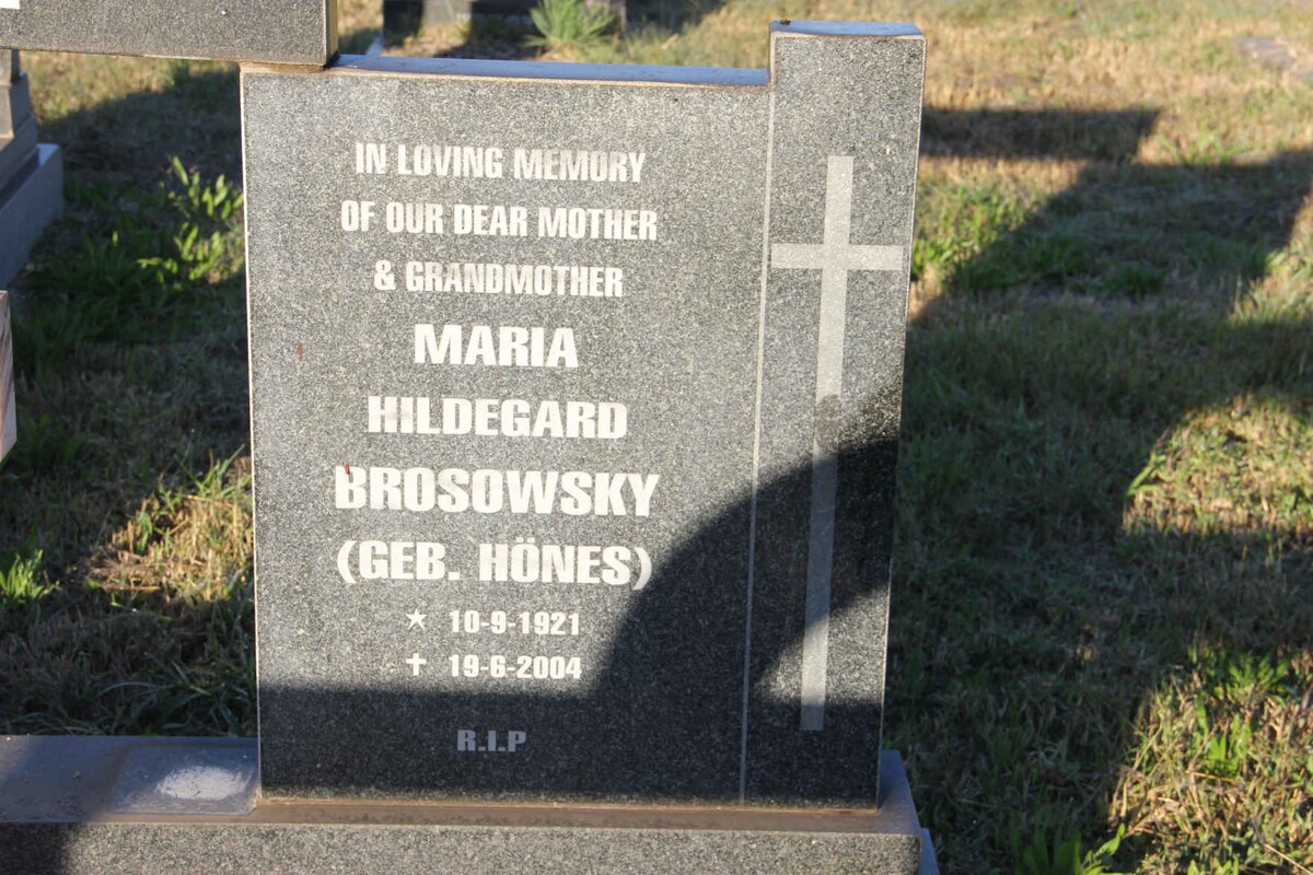 BROSOWSKY Maria Hildegard nee HÖNES 1921-2004