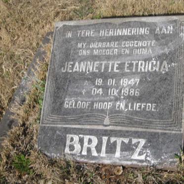 BRITZ Jeannette Etricia 1947-1986