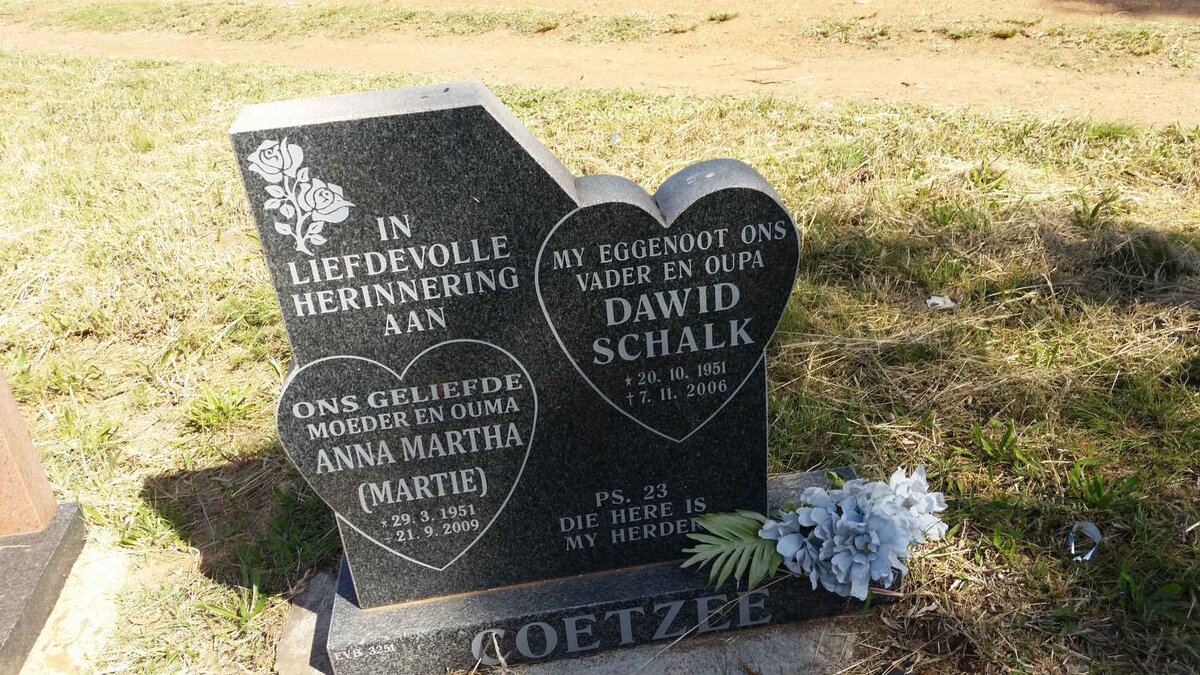 COETZEE Dawid Schalk 1951-2006 &amp; Anna Martha 1951-2009