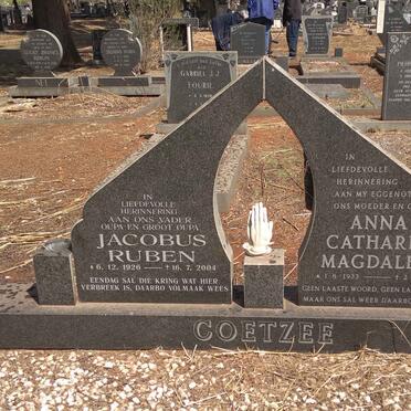 COETZEE Jacobus Ruben 1926-2004 &amp; Anna Catharina Magdalena 1933-1984