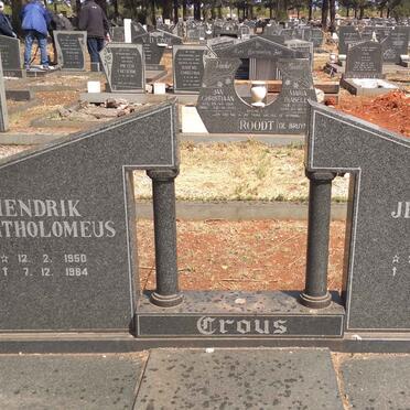 CROUS Hendrik Bartholomeus 1950-1984 &amp; Jennifer 1956-