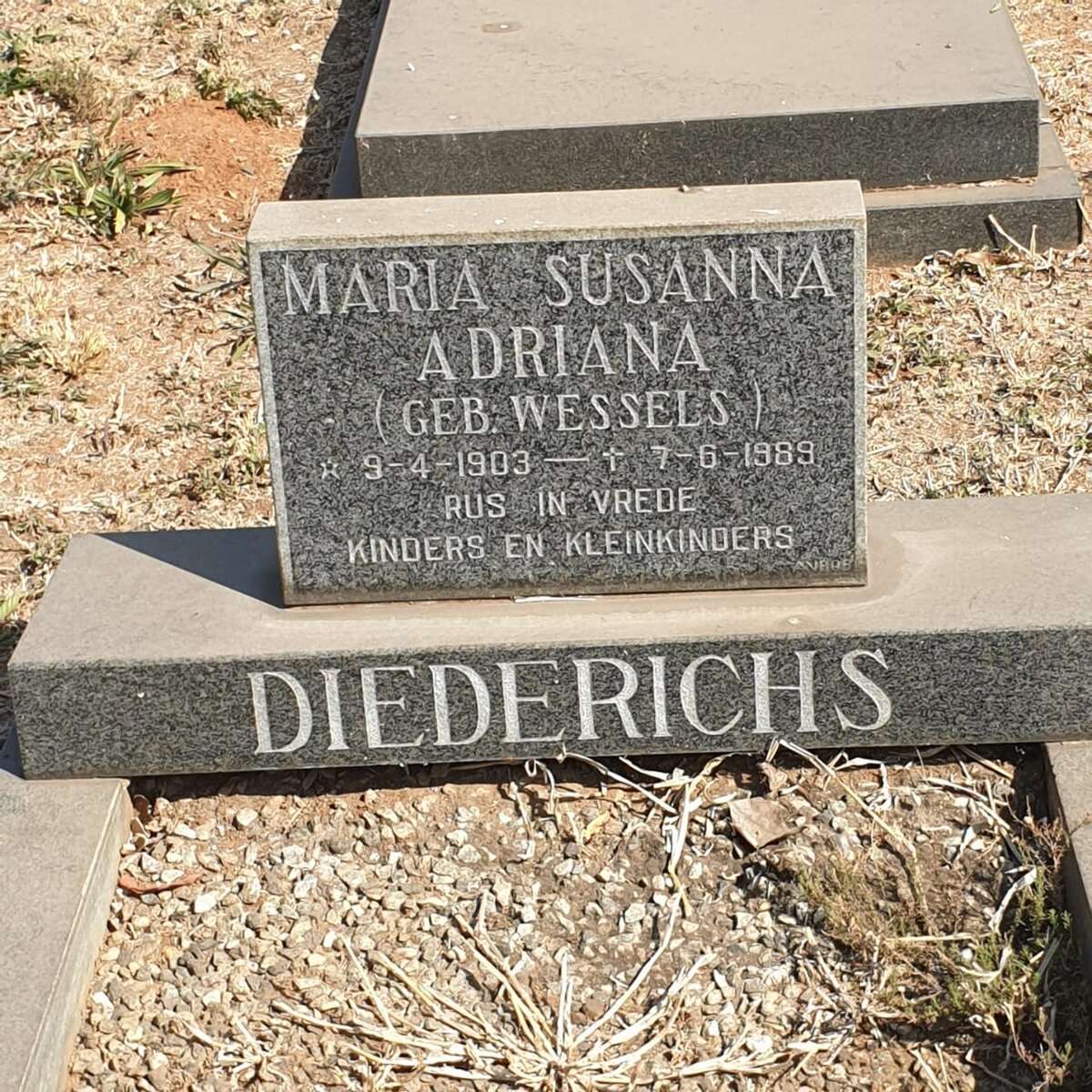DIEDERICHS Maria Susanna Adriana nee WESSELS 1903-1989
