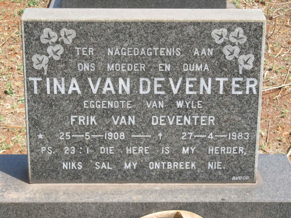 DEVENTER Tina, van 1908-1983