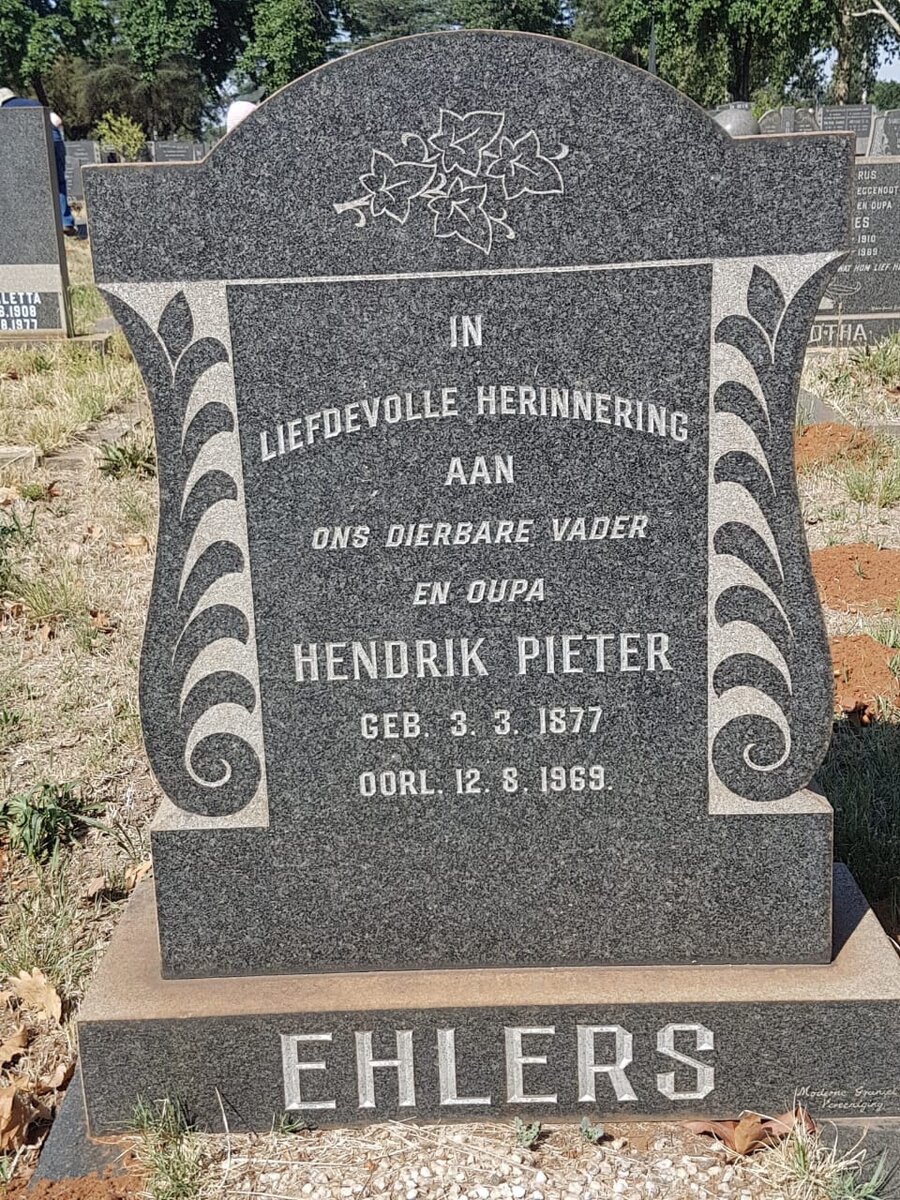 EHLERS Hendrik Pieter 1877-1969