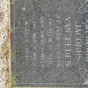 EEDEN Frederik Jacobus, van 1932-