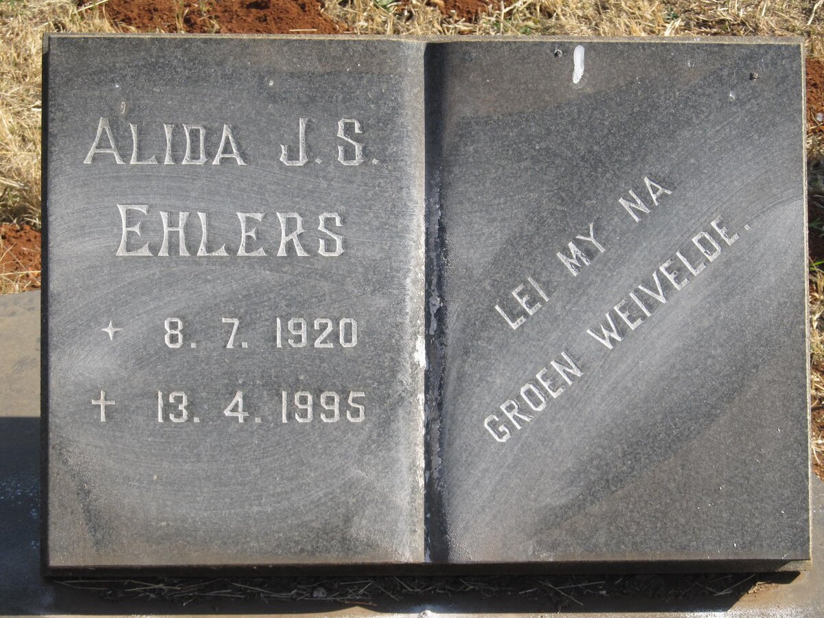 EHLERS Jacobus M. 1913-1982 &amp; Alida J.S. 1920-1995