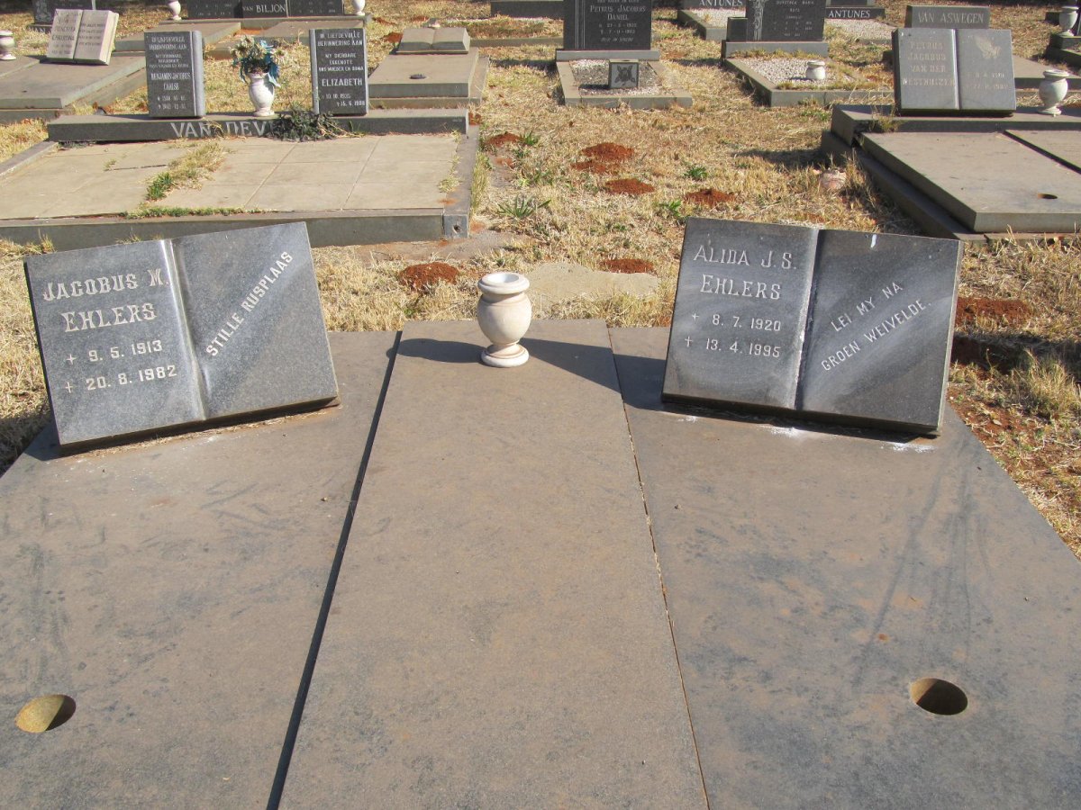 EHLERS Jacobus M. 1913-1982 &amp; Alida J.S. 1920-1995