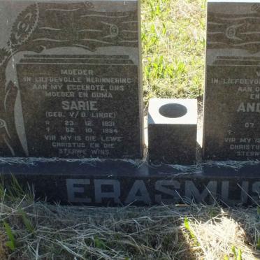 ERASMUS Andries 1929- &amp; Sarie V.D. LINDE 1931-1984