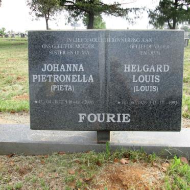 FOURIE Helgard Louis 1926-1993 &amp; Johanna Pietronella 1922-2006