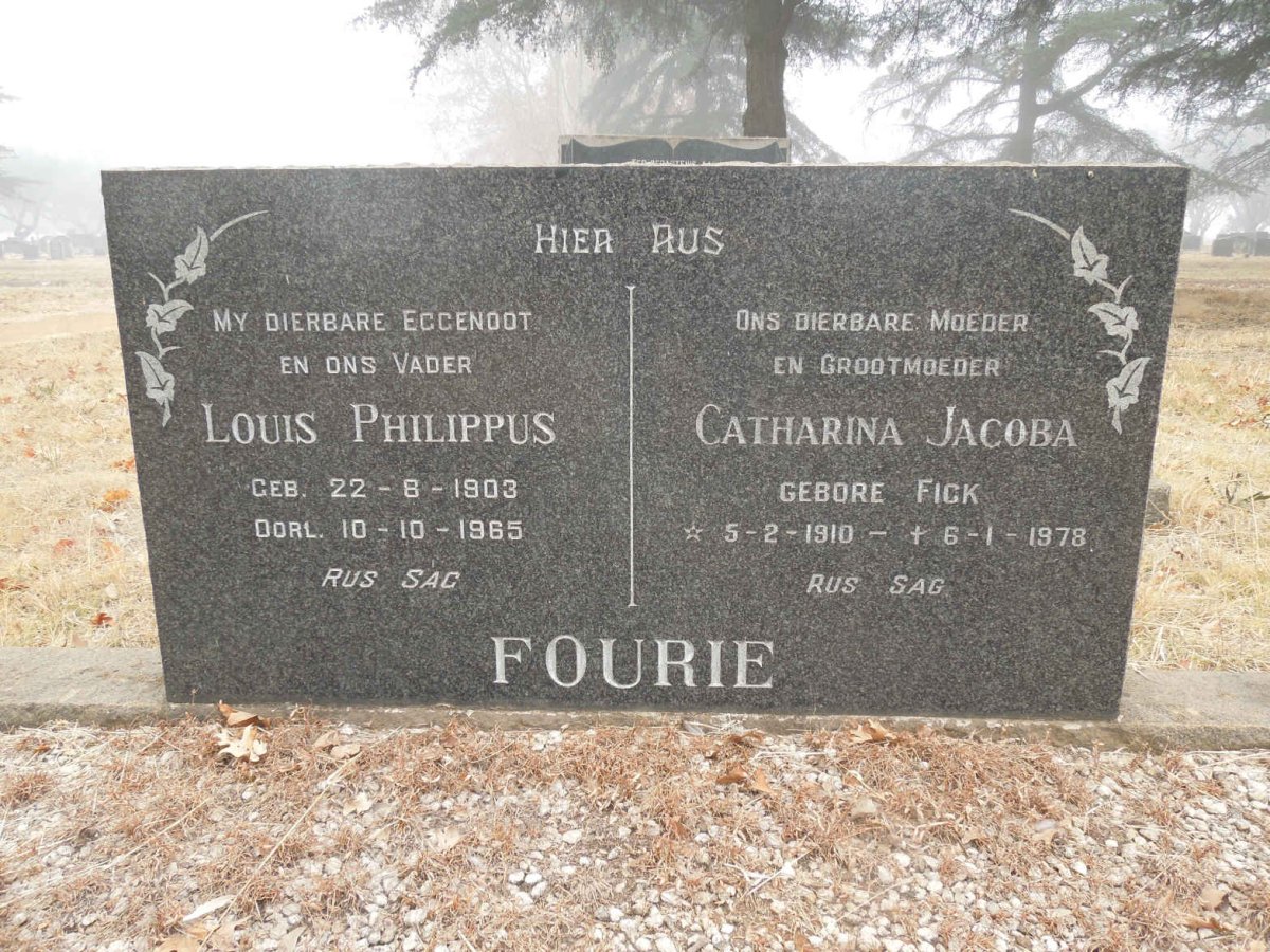FOURIE Louis Philippus 1903-1965 &amp; Catharina Jacoba FICK 1910-1978