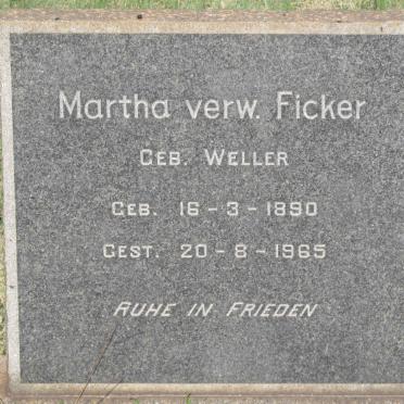 FICKER Martha nee WELLER 1890-1965