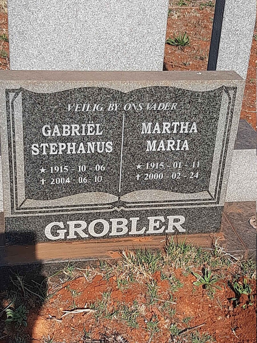 GROBLER Gabriel Stephanus 1915-2004 & Martha Maria 1915-2000