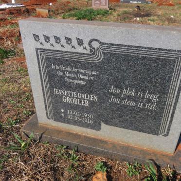 GROBLER Jeanette Daleen 1950-2016