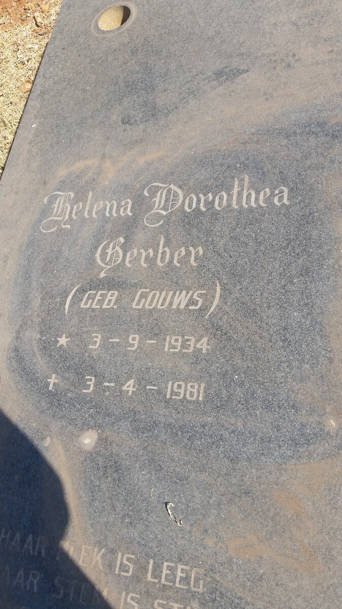 GERBER Helena Dorothea nee GOUWS 1934-1981