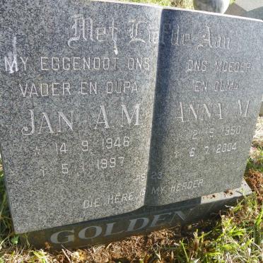 GOLDEN Jan A.M. 1946-1997 &amp; Anna M. 1950-2004