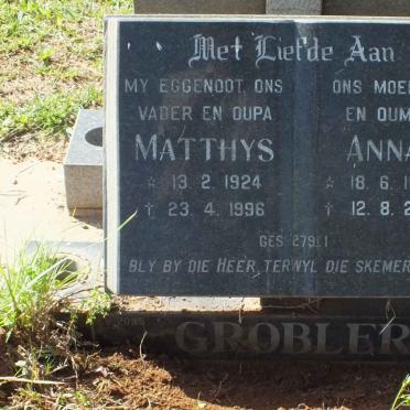 GROBLER Matthys 1924-1996 &amp; Anna 1927-2003