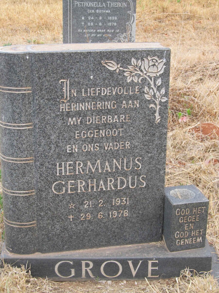 GROVE Hermanus Gerhardus 1931-1978