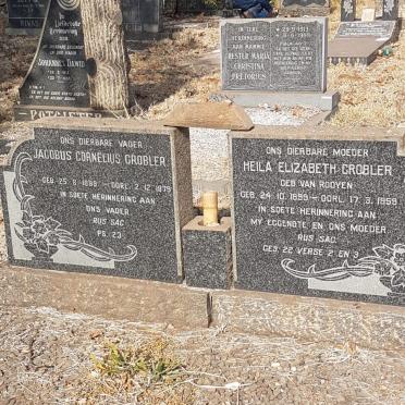 GROBLER Jacobus Cornelius 1899-1979 &amp; Heila Elizabeth VAN ROOYEN 1899-1959