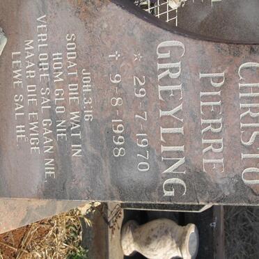 GREYLING Christina Aletta Rosina 1933-2009 :: GREYLING Christo Pierre 1970-1998