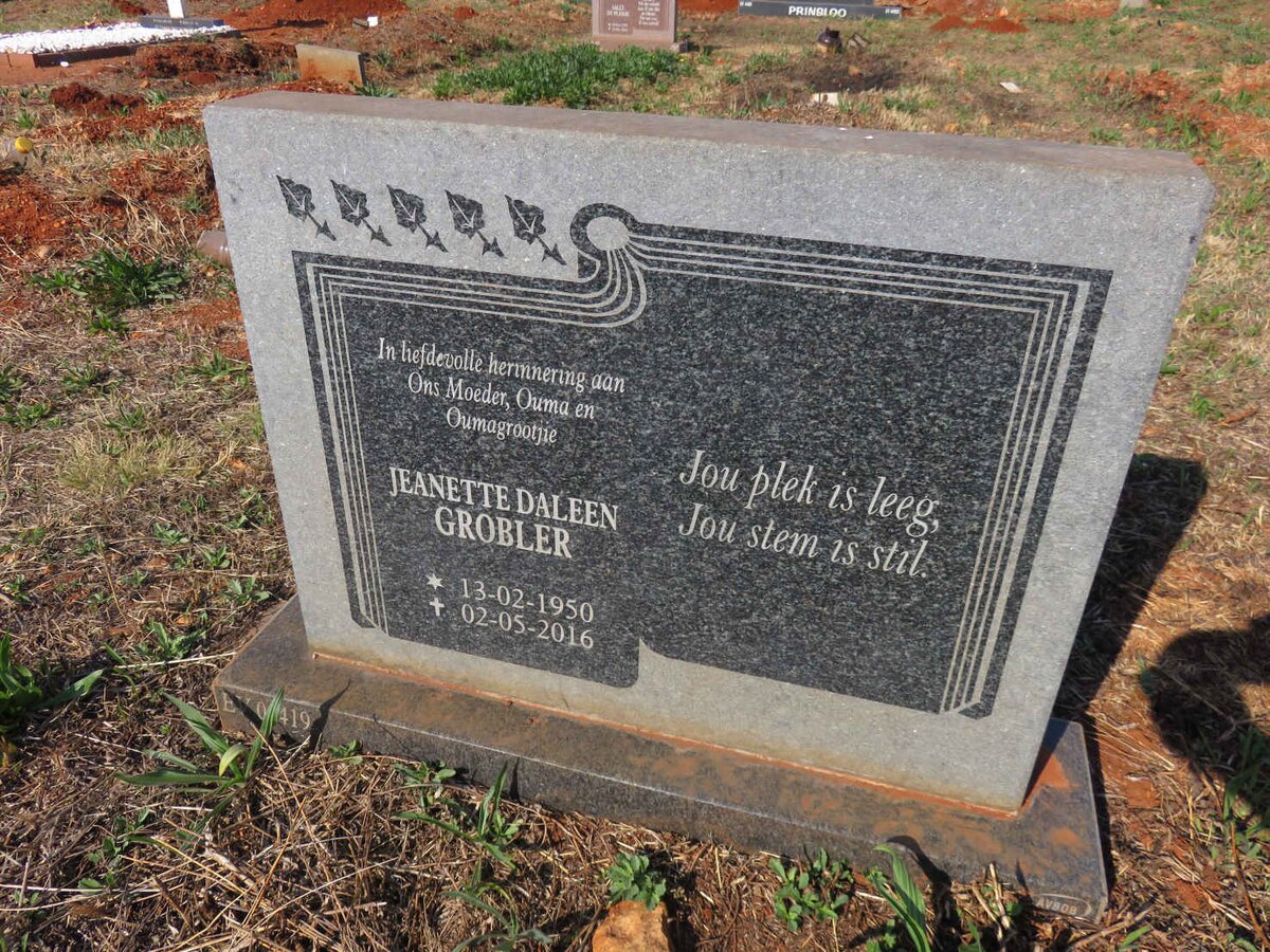 GROBLER Jeanette Daleen 1950-2016