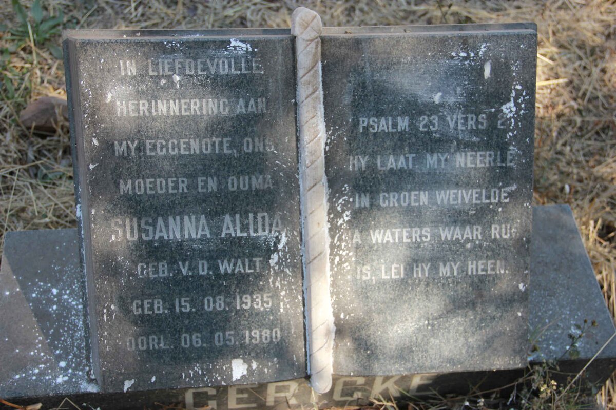 GERICKE Susanna Alida nee VAN DER WALT 1935-1980