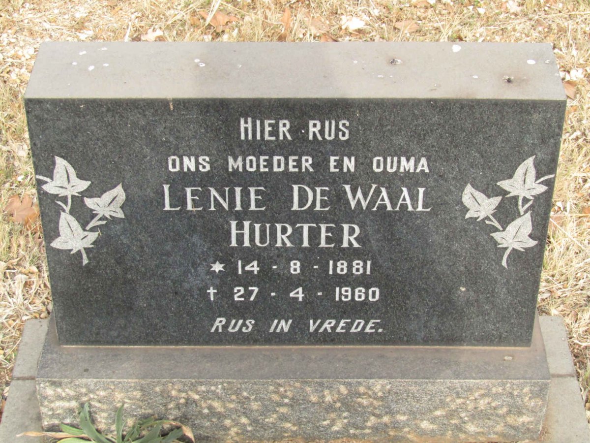 HURTER Lenie de Waal 1881-1960