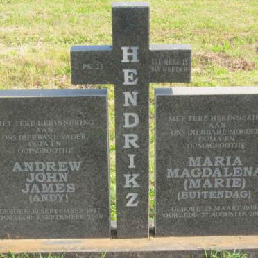 HENDRIKZ Andrew John James 1927-2009 &amp; Maria Magdalena BUITENDAG 1930-2008