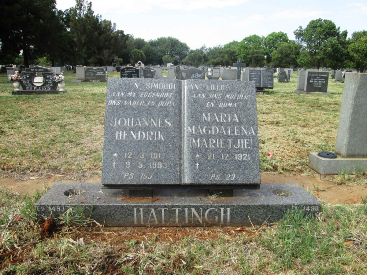 HATTINGH Johannes Hendrik 1917-1993 &amp; Maria Magdalena 1921-