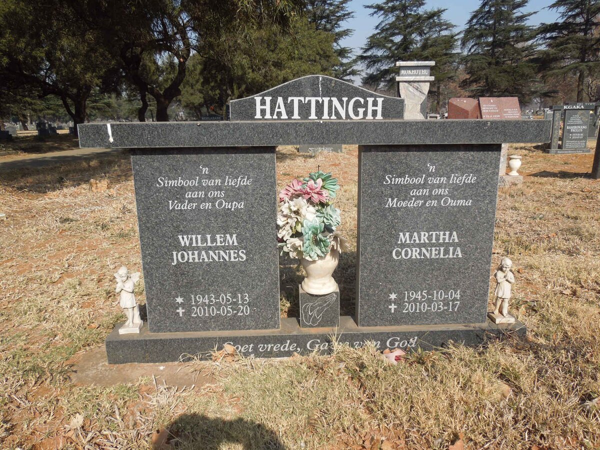 HATTINGH Willem Johannes 1943-2010 &amp; Martha Cornelia 1945-2010