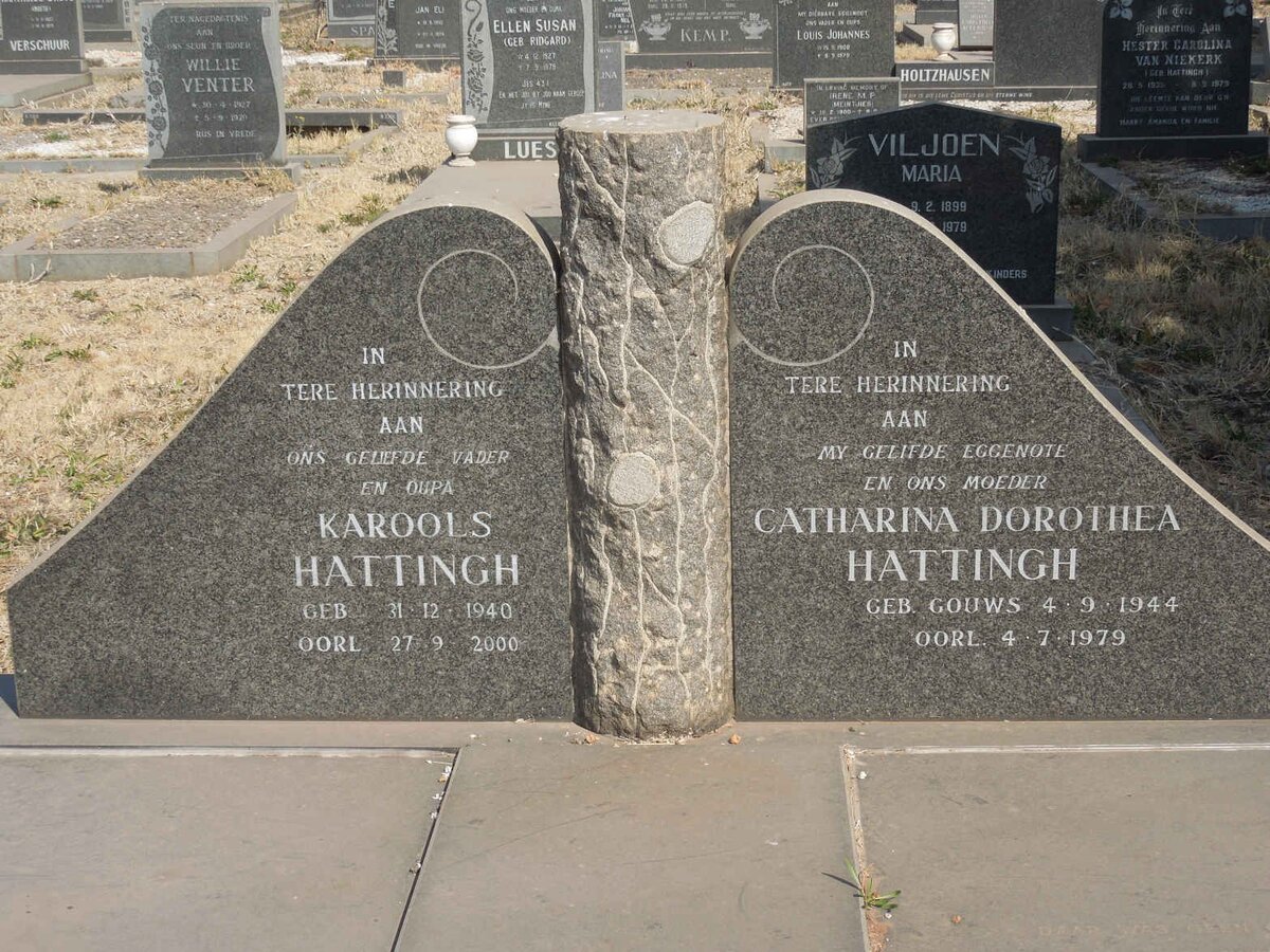 HATTINGH Karools 1940-2000 &amp; Catharina Dorothea GOUWS 1944-1979