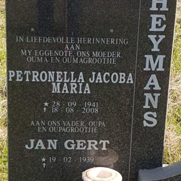 HEYMANS Jan Gert 1939- &amp; Petronella Jacoba Maria 1941-2008