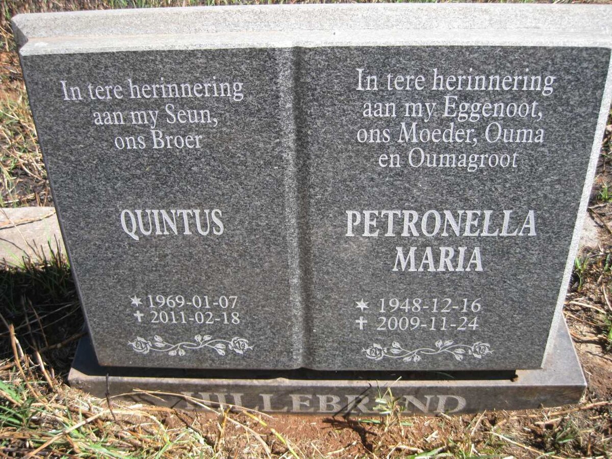 HILLEBRAND Petronella Maria 1948-2009 :: HILLEBRAND Quintus 1969-2011