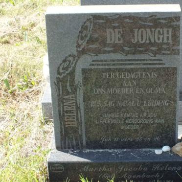 JONGH Martha Jacoba Helena, de nee AGENBACH