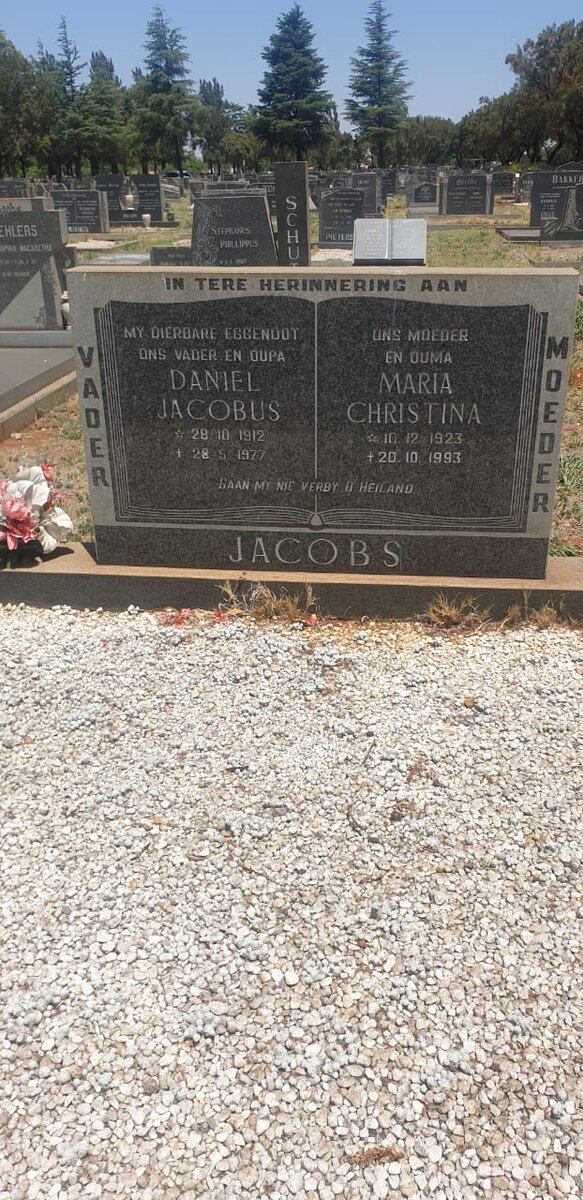 JACOBS Daniel Jacobus 1912-1977 &amp; Maria Christina 1923-1993