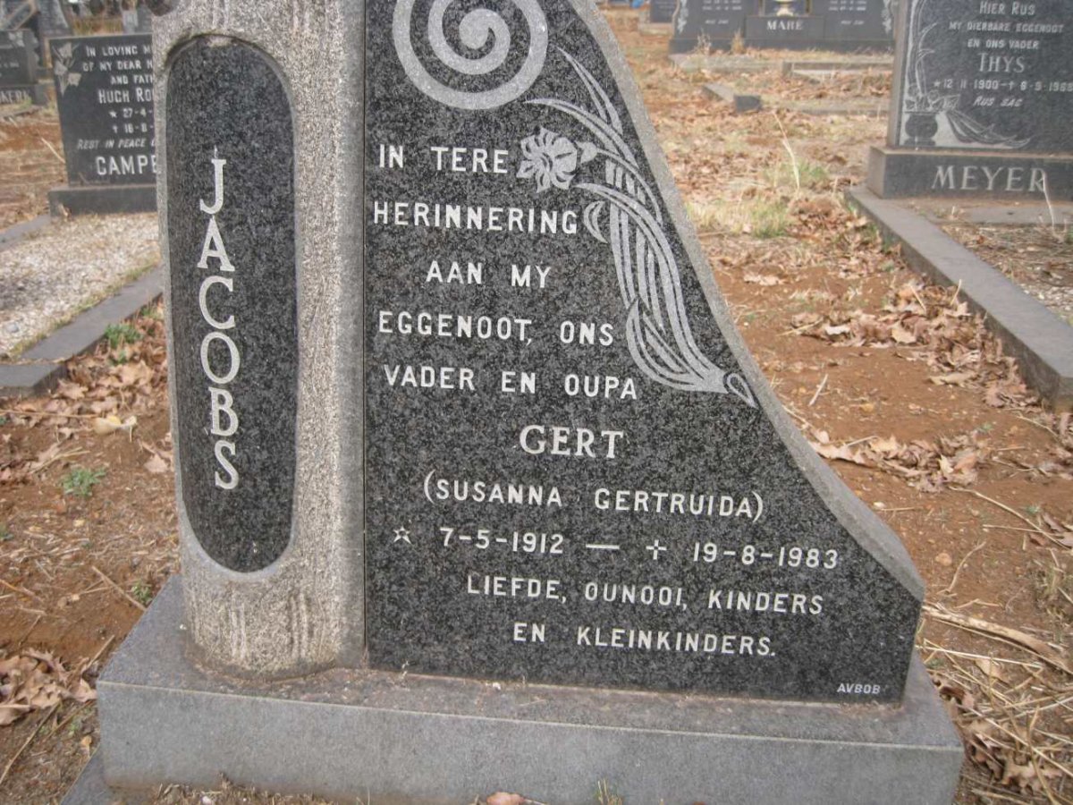 JACOBS Susanna Gertruida 1912-1983