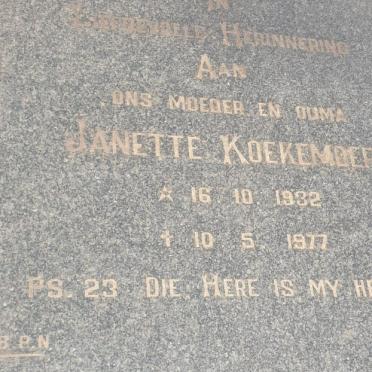 KOEKEMOER Janette 1932-1977