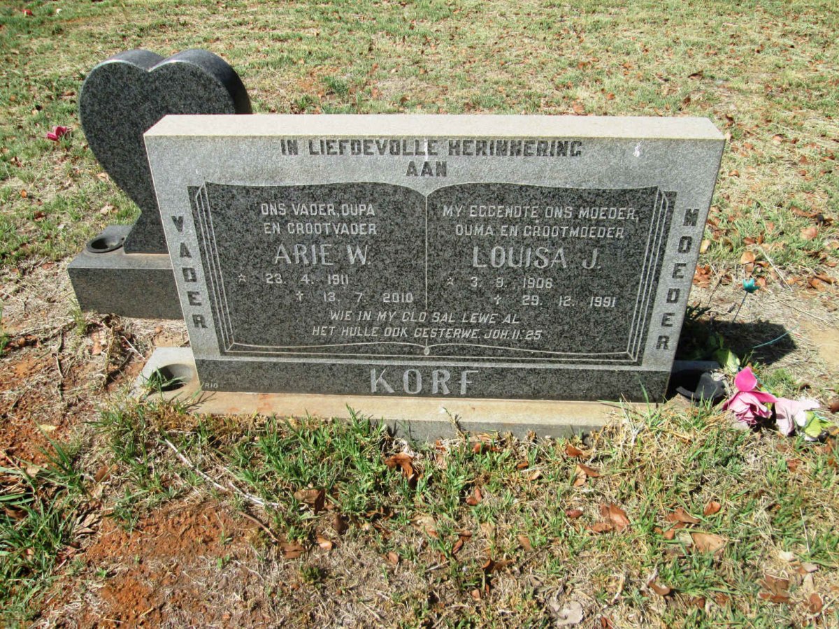 KORF Arie W. 1911-2010 &amp; Louisa J. 1906-1991